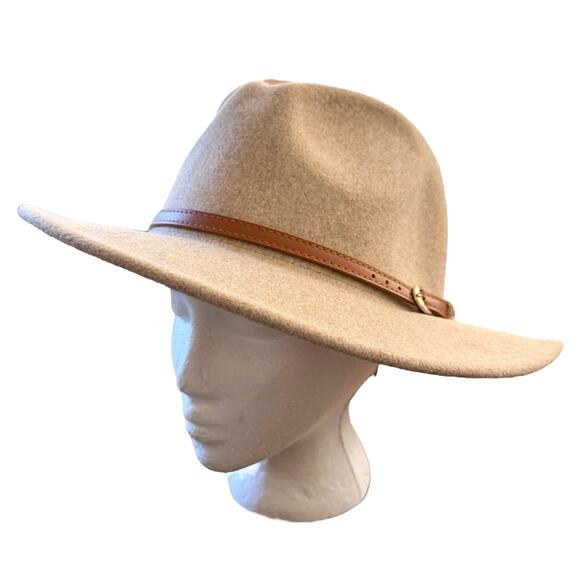 Altar'd State Wool Blend Beige Cream Tan Brimmed Hat Buckle Trim OS - Picture 2 of 8